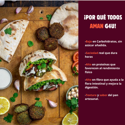 PAN ARABE | Proteico ; Low-Carb ; Sin Azúcar ; Apto Keto (4 unidades)